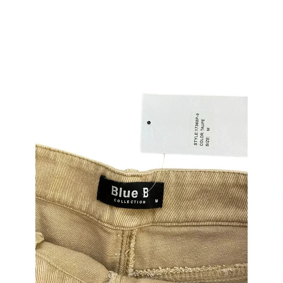 NWT Blue B Collection Women's Taupe Beige Fringe Denim Shorts Size M - Picture 5 of 5